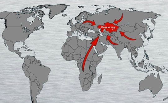 Карта поставок в Казахстан